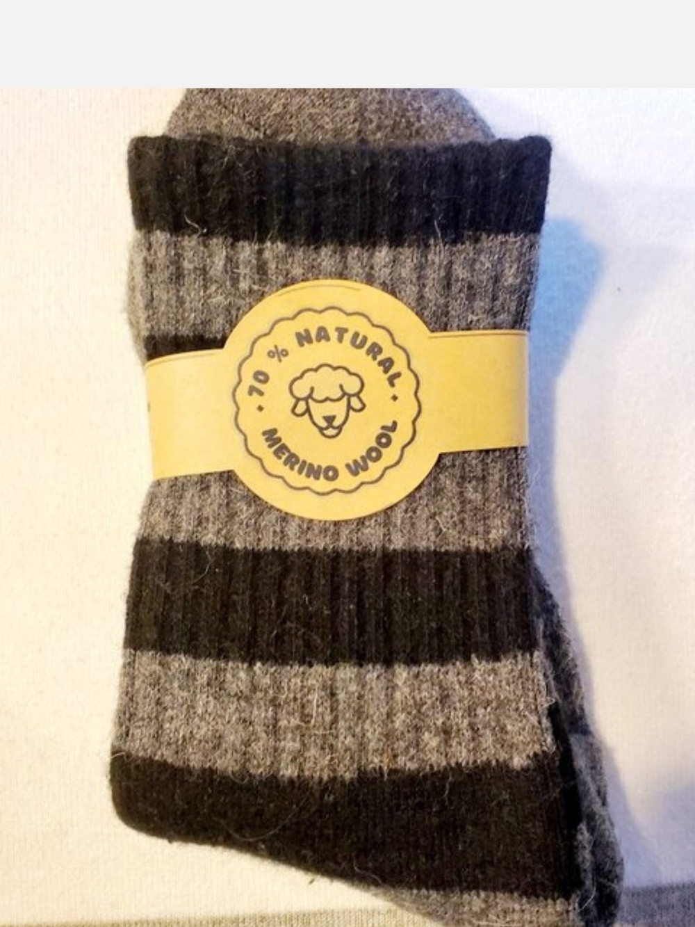 Merino 70%  Wool Crew Socks - Gray & Nav6